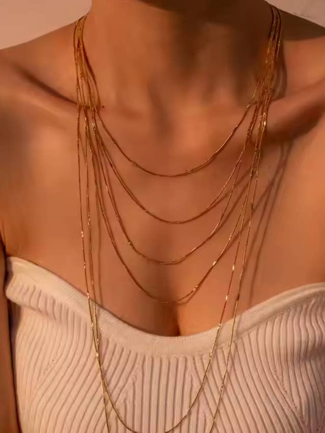 Lily Layerd Chain Necklace. Stainless Steel Chain-laser for wholesale by HoopLa