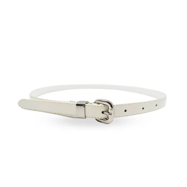 CARRIE - Womens Off-White Patent Skinny Leather Belt with S for wholesale by The Fitting Belt Company
