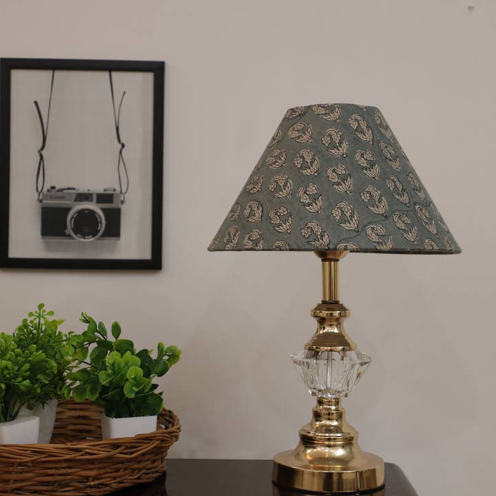 Block print linen fabric Lampshade - Superstar pour la vente par Fabdivine
