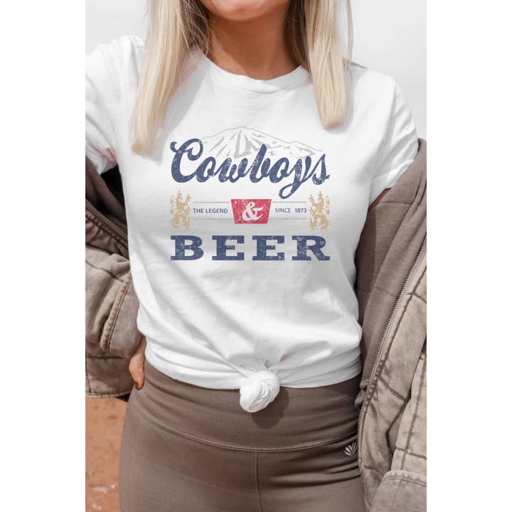 Cowboys and Beer Graphic Tee for wholesale by Bella Me