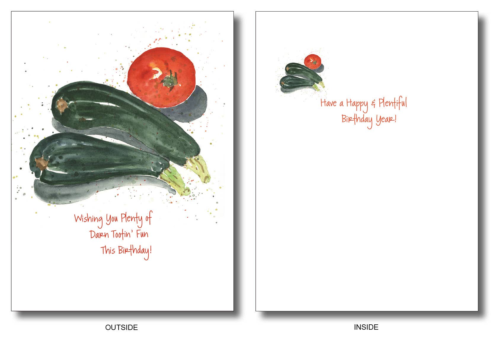 WORDS & WATERCOLORS BY PEG CONLEY - Venta al por mayor Tarjetas de cumpleaños - Calabacín y tomate1