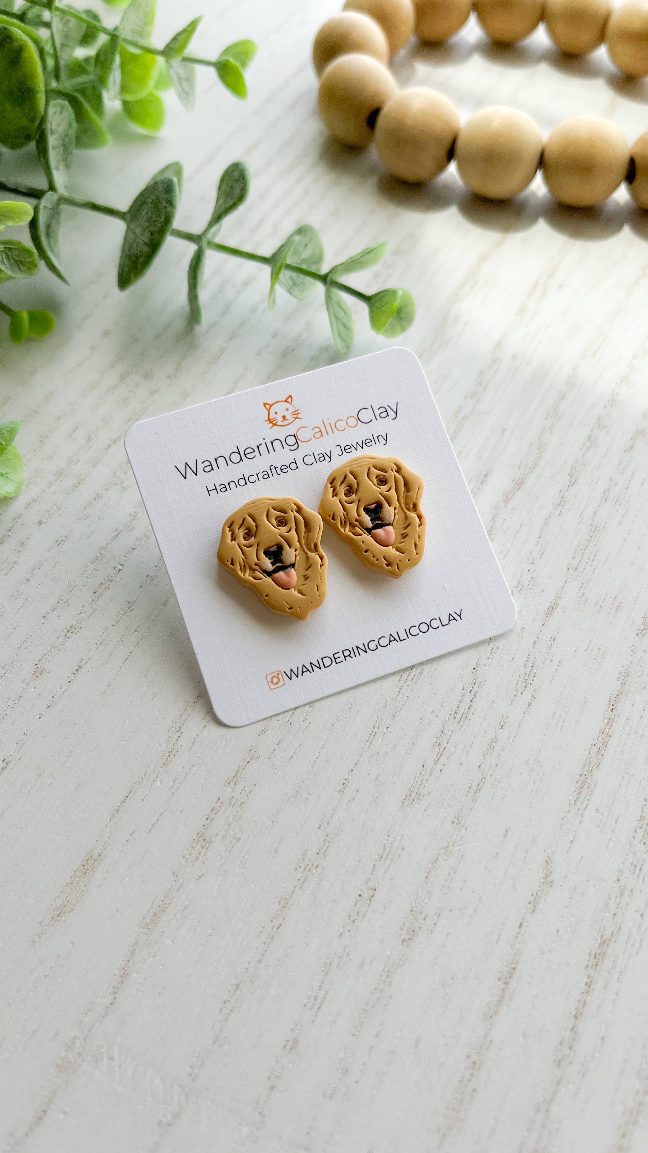 WanderingCalicoClay - Vendita all'ingrosso Orecchini a bottone - Orecchini Labrador Retriever, orecchini per cani in argilla polimerica3