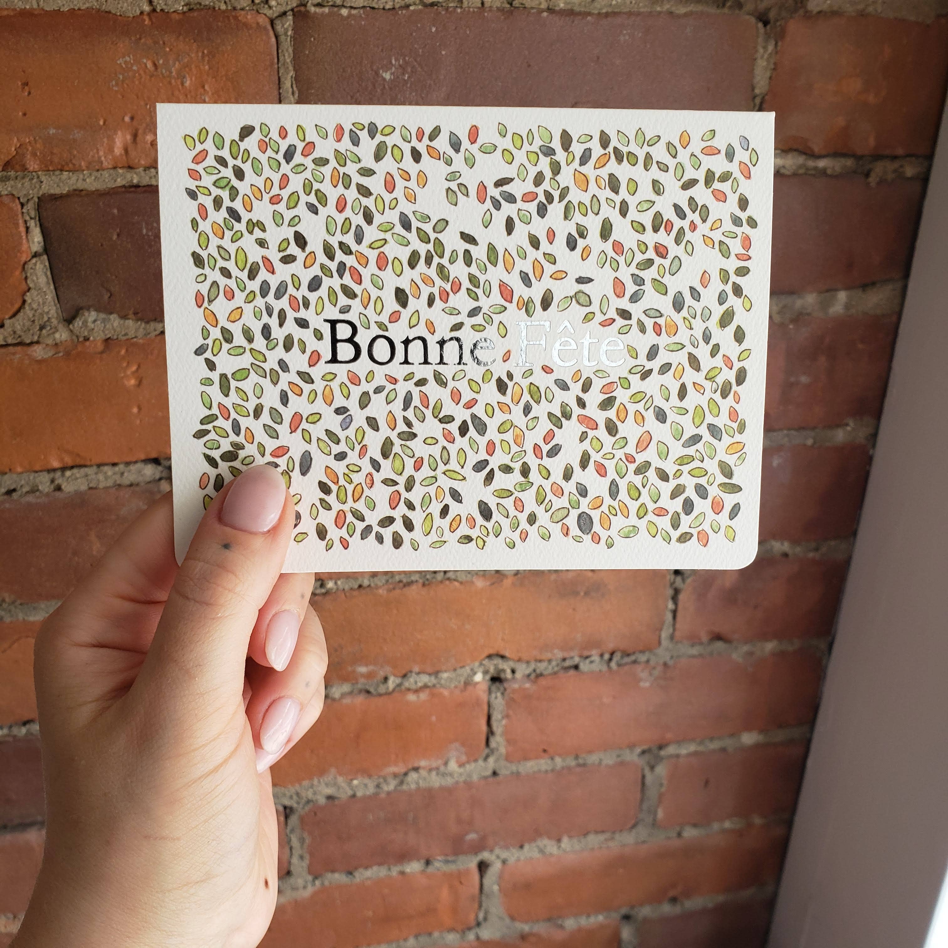 Gotamago - Wholesale Birthday Card - Bonne Fête — Feuilles Card *SALE1