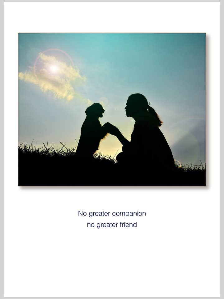 No greater companion Pet Sympathy Greeting Card for wholesale by The Borealis Press Inc