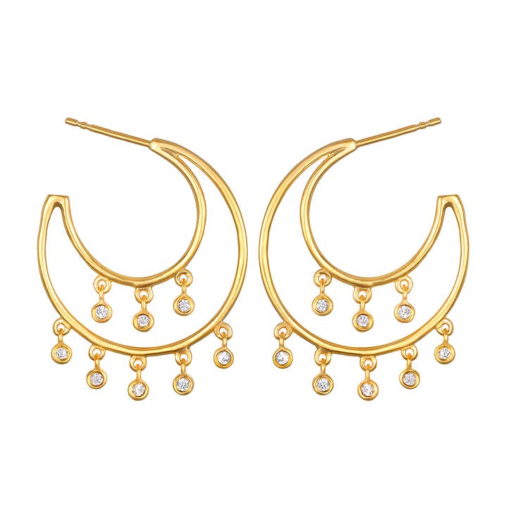 Argolas de Ouro com Topázio Branco por atacado de Satya Jewelry