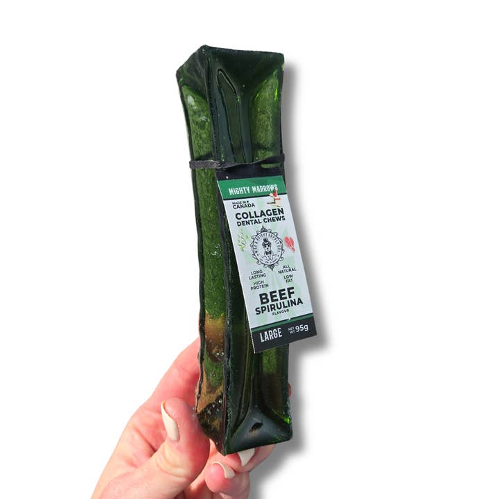 Wag & Bright Supply Co. - Wholesale Pet Bone/Rawhide - Dog - Mighty Marrows Collagen Dental Chew - Spirulina Beef - SM/LG