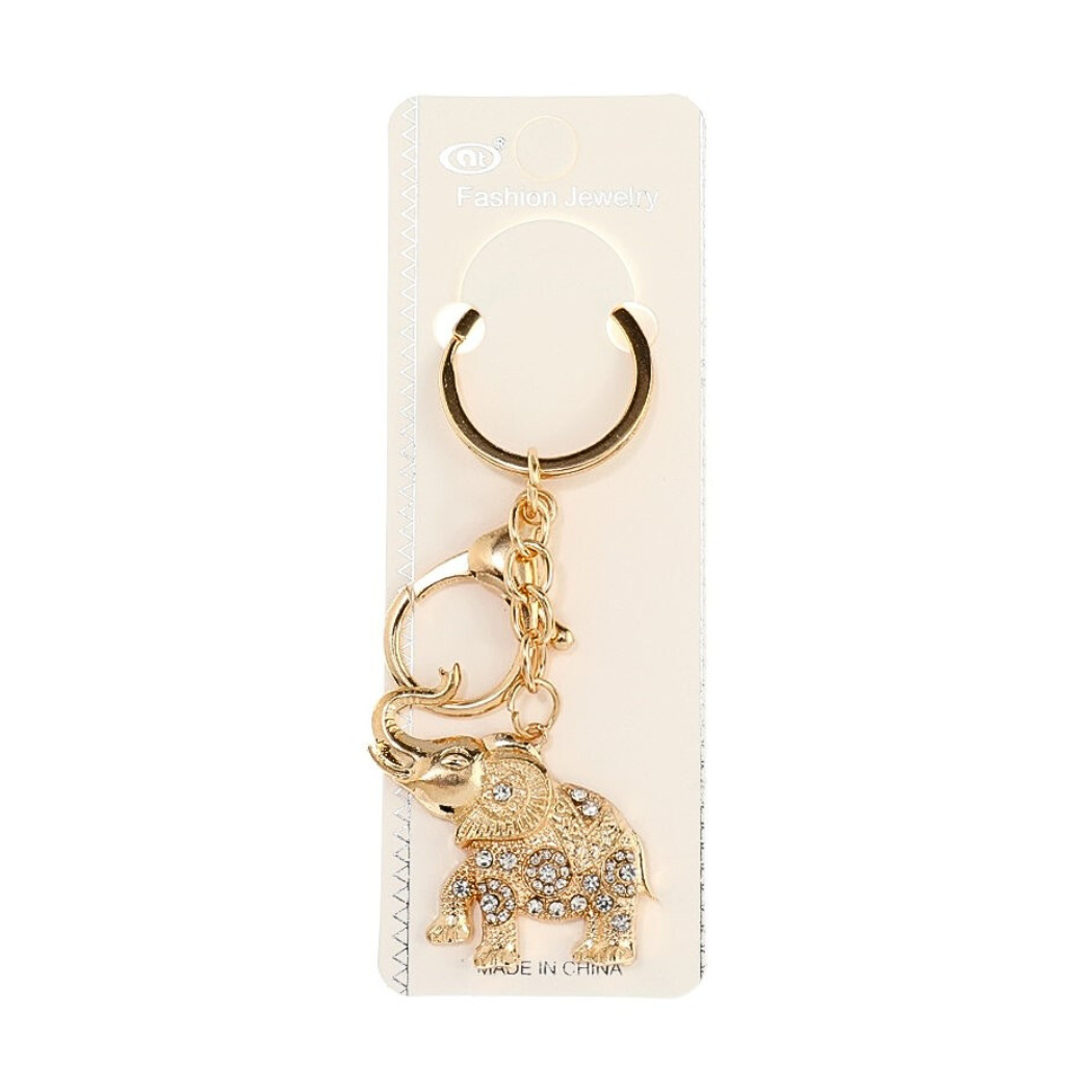 Atlas Fashion - Wholesale Keychain - Women's - Rhinestone Gold Elephant Keychain0