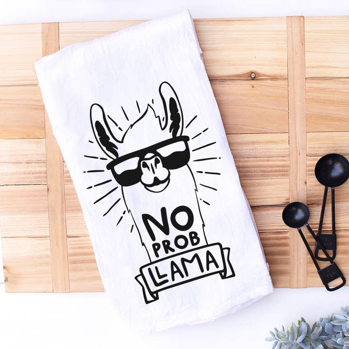 No Prob Lama Cheeky en Funny keukenhand- en theedoek voor wholesale door Designing Moments