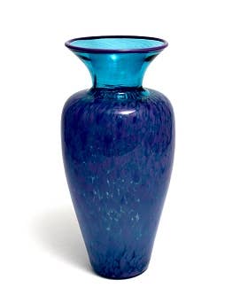 Slow Burn Glass Studio LLC - Wholesale Vase - Aqua Blue and Purple Traditional Vase