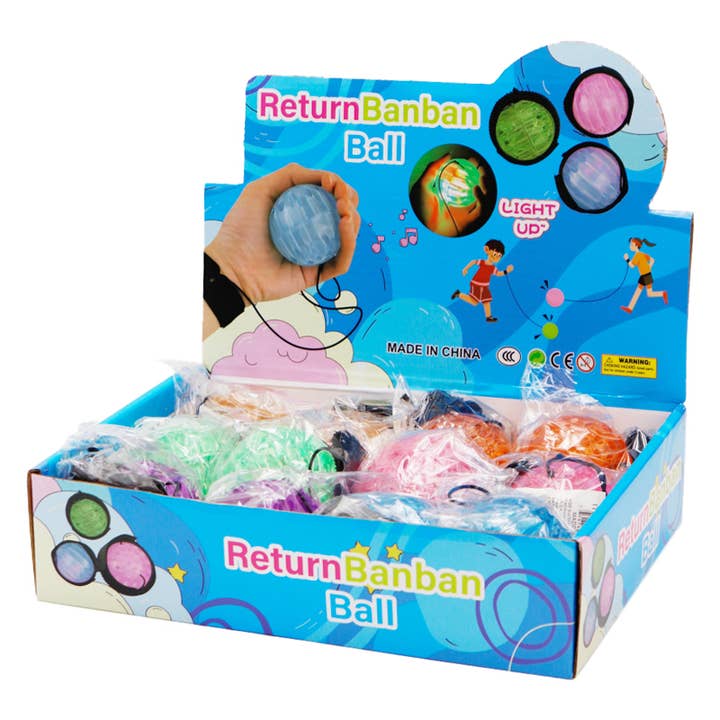 Cap Zone - Wholesale Sports Ball - LED Light-Up Bouncy Return Stress Gravity Ball Toy
