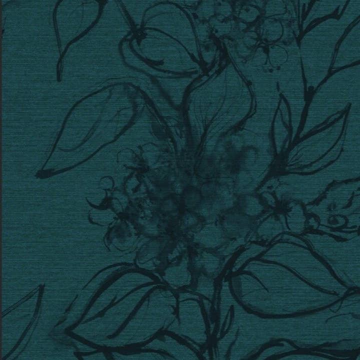 Aquatint floral Wallpaper - Petrol for wholesale by Sharon Jane Studio