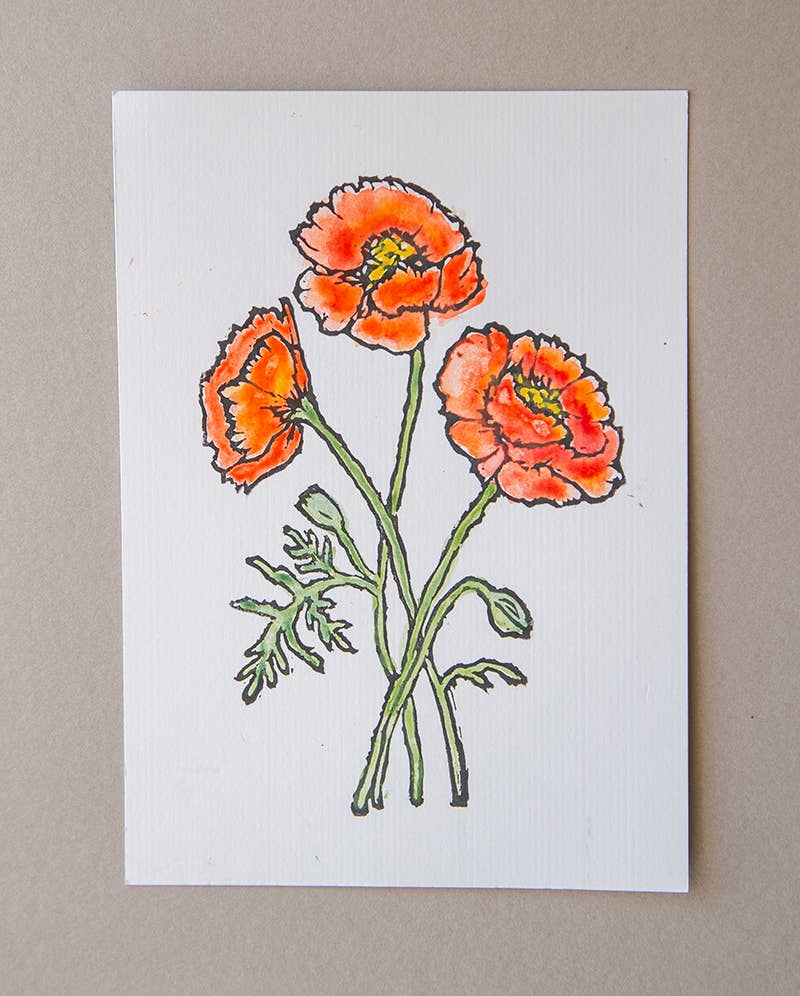 Ashes & Arbor - Wholesale DIY Craft Kit - 5x7 Poppy Flower Watercolor Card Art Kit1