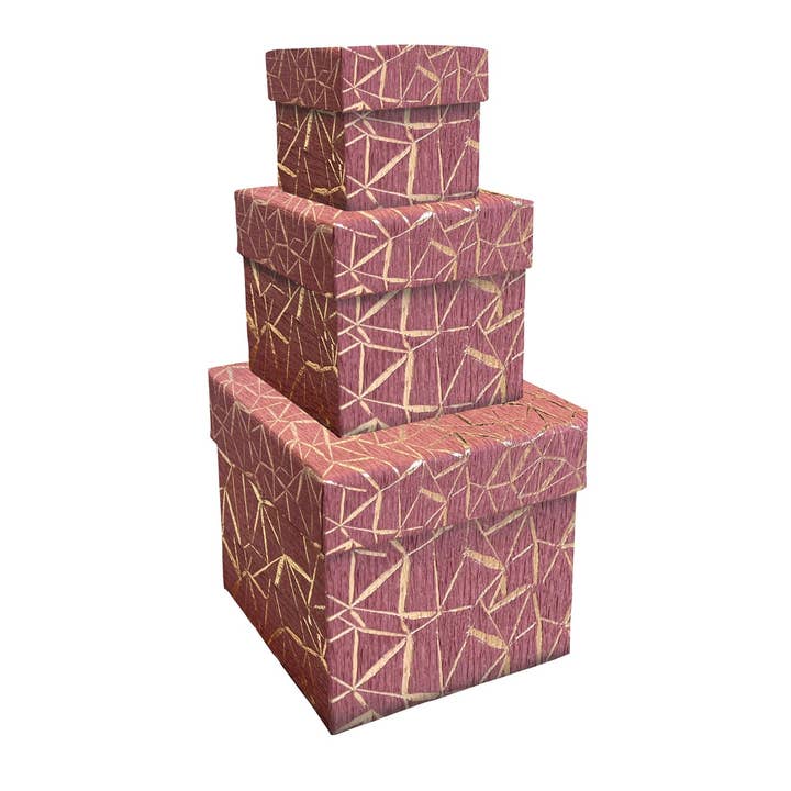 Firkantet sæt med 'Red Grid' æsker for engroshandel hos Kartos