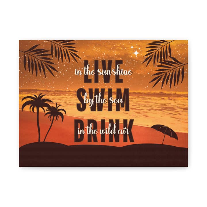 Strand Solnedgang Mat Lærred – Kyst Citat Vægkunst for engroshandel hos Restored By Nature Company