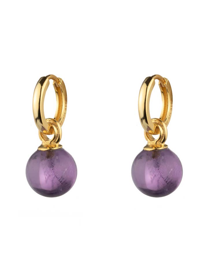 Hoops With Mineral Sphere-Mint Flower- for wholesale by FLOR DE MENTA JEWELRY