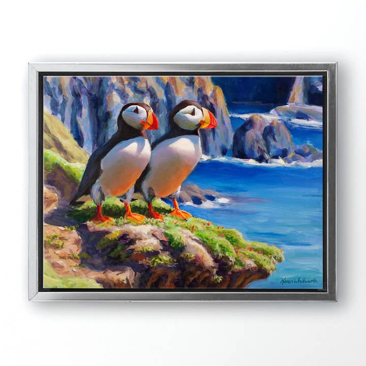 Whitworth Gallery - Wholesale Painting/Drawing - Puffins Canvas Wall Art by Karen Whitworth2