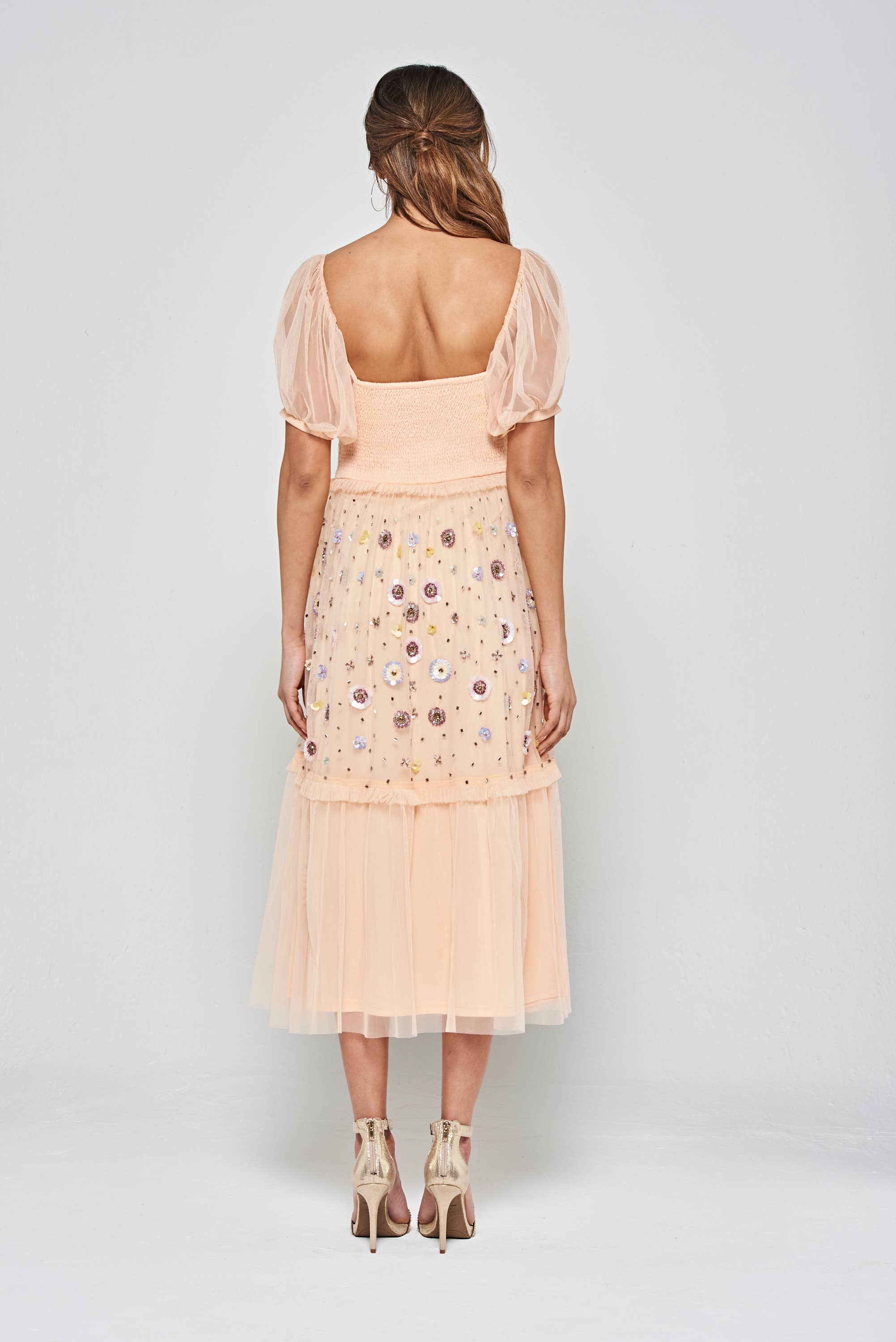 Amande Robe midi à col carré à imprimé floral Jalin en vente sur Faire7