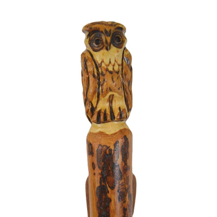 Creation Carvings LLC - Wholesale Fitness Equipment - Walking Stick with Owl Carving in Hardwood, Strong Kiln Dried Hiking Staff by Creation Carvings