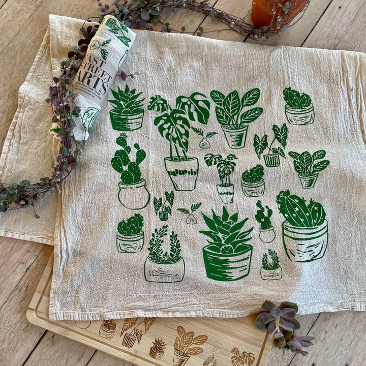 Screen Printed Plant Flour Sack Towel for wholesale by East Street Arts