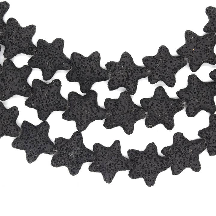 Only Beads - Wholesale Beads - Star Lava Beads | Natural Black Lava Rock Beads - 22mm 27mm 42mm Available | Diffuser Beads