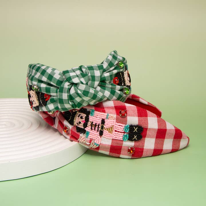 SP Sophia Collection - Wholesale Fashion Headband - Women's - Christmas Nutcracker Crystal Seed Beaded Top Knot Headband2