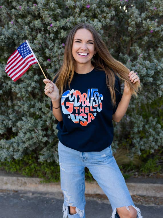 God Bless the USA (Midnight Navy)- Short Sleeve for wholesale by Jadelynn Brooke