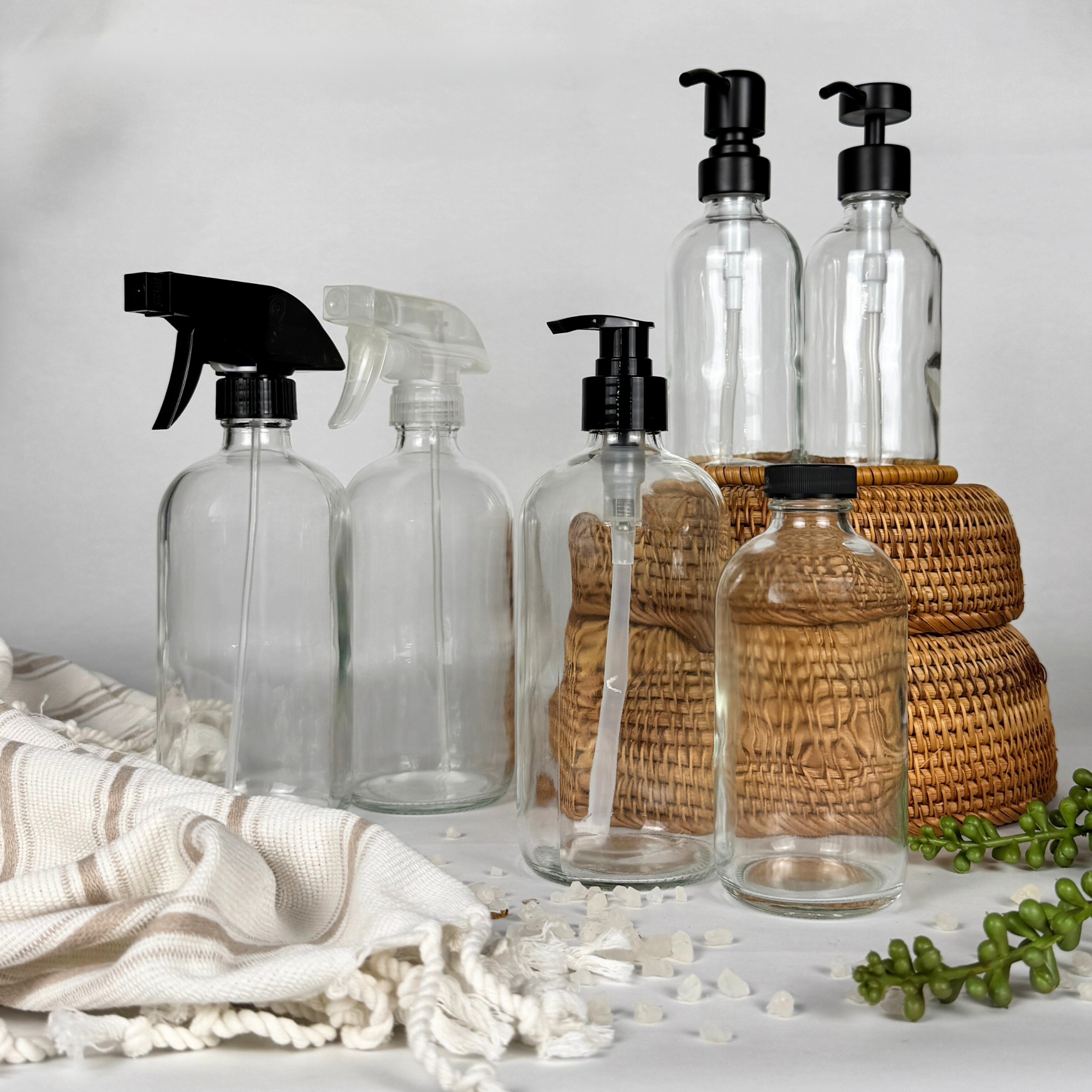 Blush Apothecary – wholesale Soap dispenser – Clear Glass Dispenser Bottle | 8 or 16-ounce11