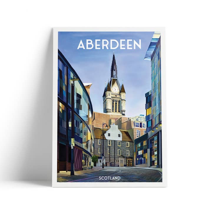 Printagonist – wholesale Art print – Aberdeen Print - Shiprow Village Travel Poster, Scotland