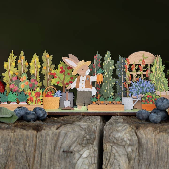 MR HOPPER'S TINY KITCHEN GARDEN WOODEN POP & BUILD SCENE for wholesale by Dapple & Dot