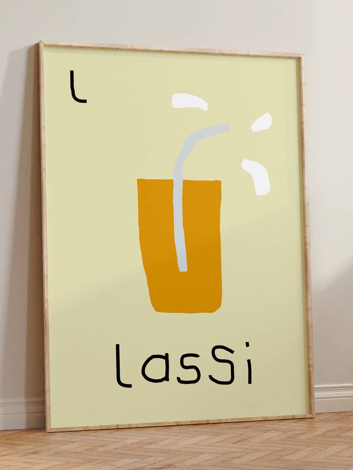 Lassi Art Print | Letter L Alphabet Print for wholesale by Surprise Radish