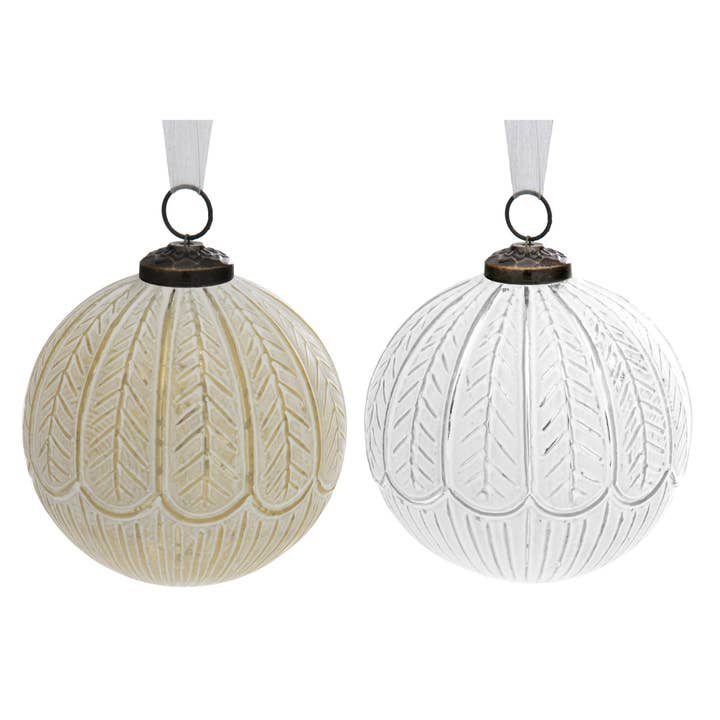 Multi Ornamento decorativo in vetro verniciato bianco da 4" oro + argento in vendita all'ingrosso su Faire