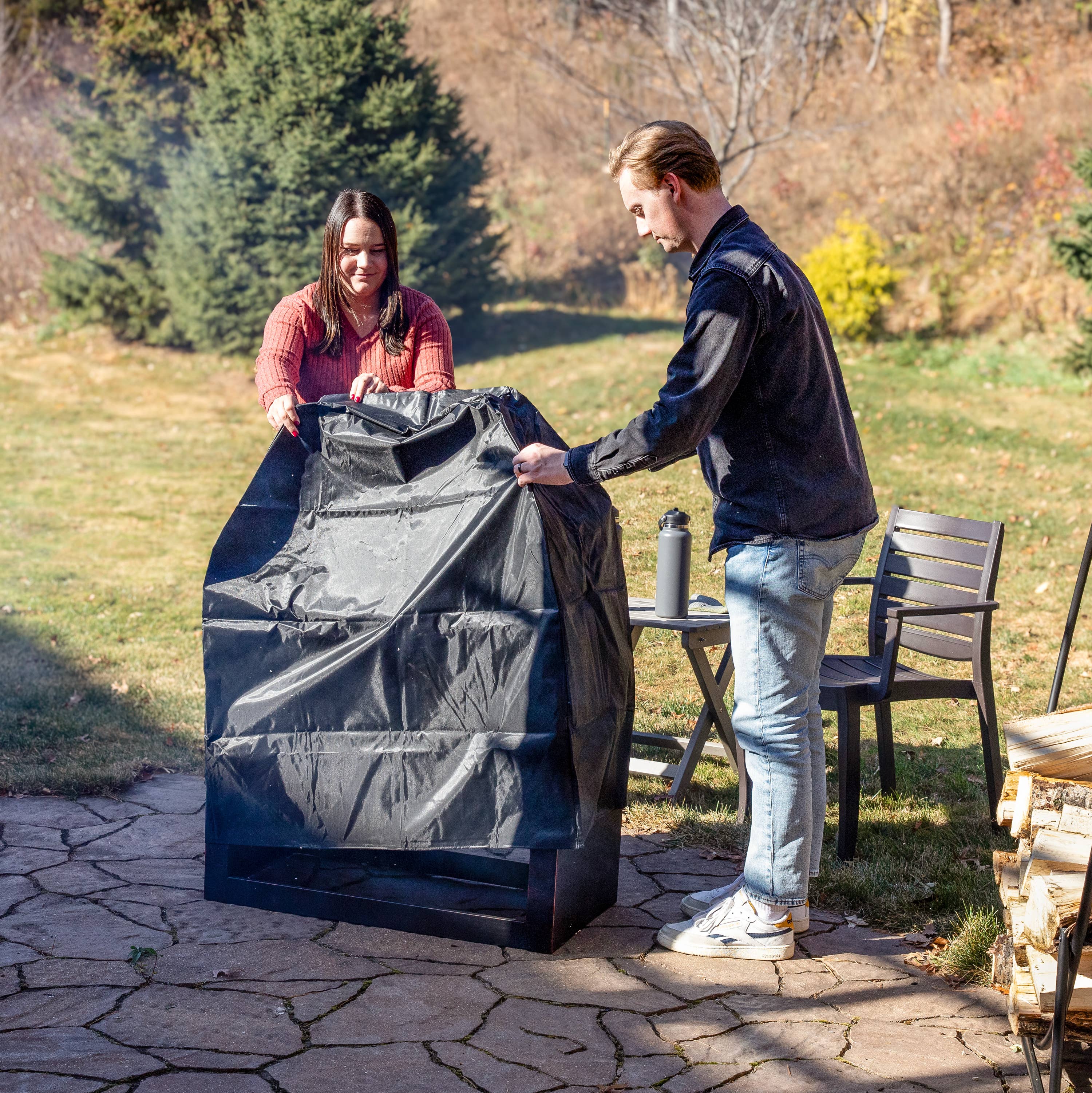 Sunnydaze Decor - Wholesale Fire Pit - 32 in Steel Outdoor Fireplace with Log Storage - Bronze9