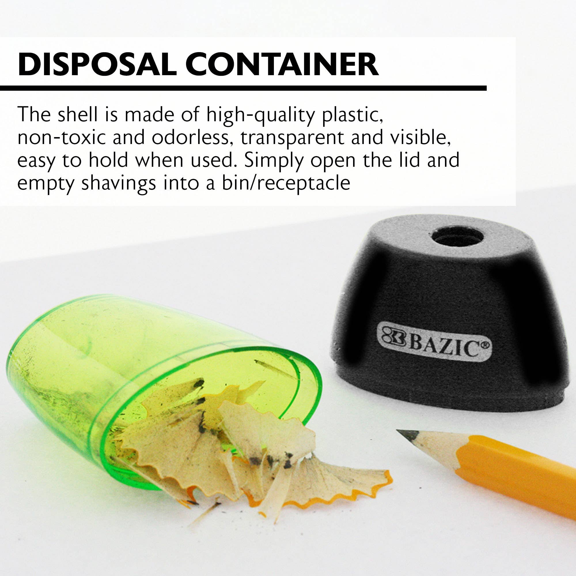 BAZIC Products - Vente Taille-crayons - Aiguiseur monotrou BAZIC avec réceptacle4