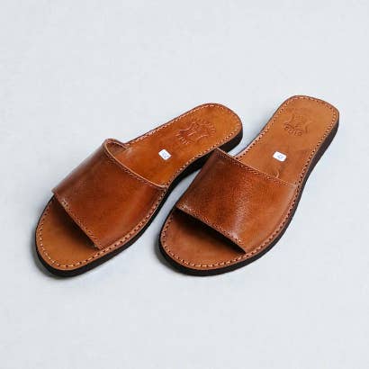 Handmade Moroccan Leather Slide Sandals for wholesale by HandmadeBestSeller