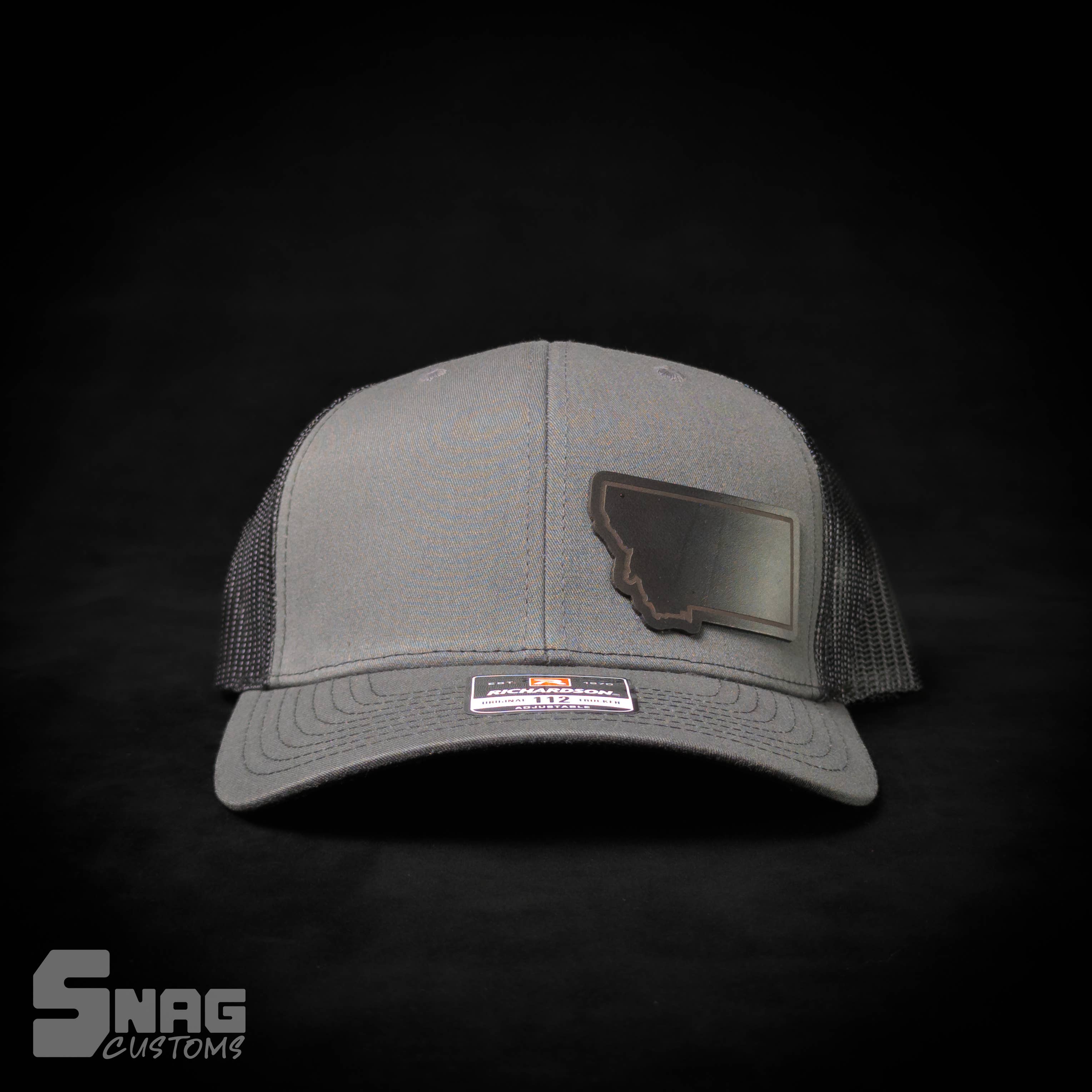 Snag Customs - Wholesale Trucker Hat - Unisex - Montana State Outline Leather Patch Hat9