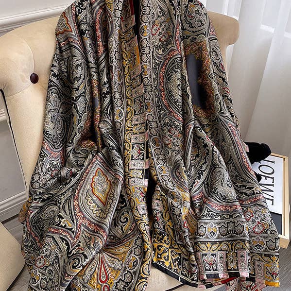 Flower Print Multi-Colored Shawl&Scarf for wholesale by ShieldChic