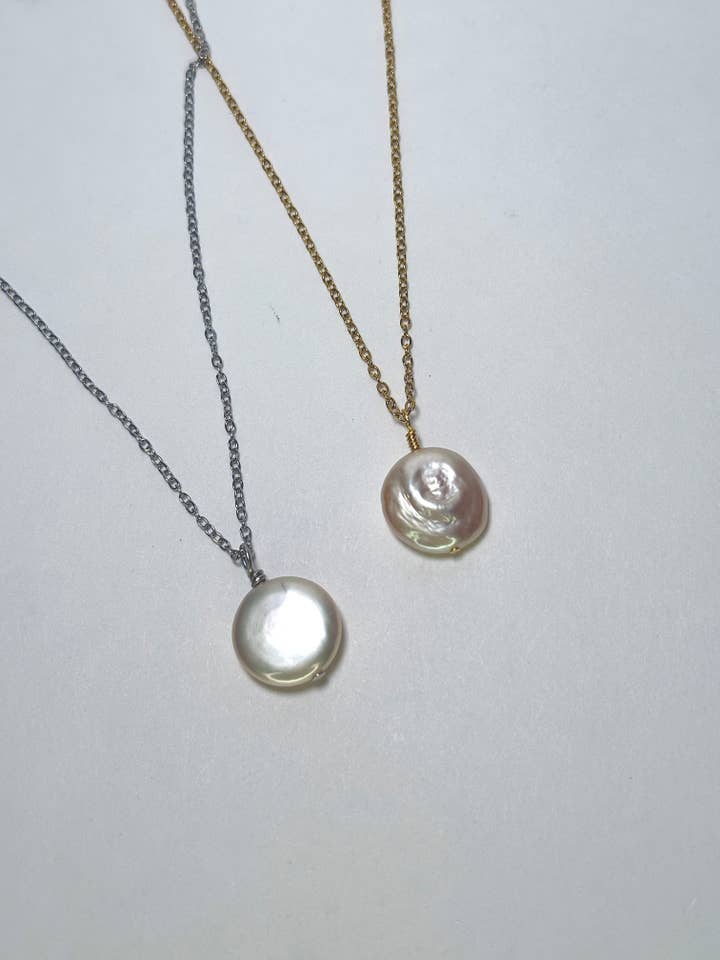 Delikat Ferskvandsmøntperlehalskæde Sølv eller Guld for engroshandel hos Lynnmade