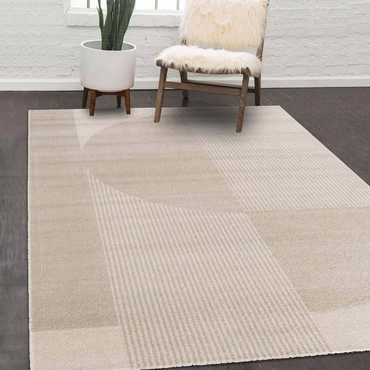 O&Ko – Großhandel Teppichunterlage – Wohnzimmerteppich Contuni, 120 x 170 cm, Beige1