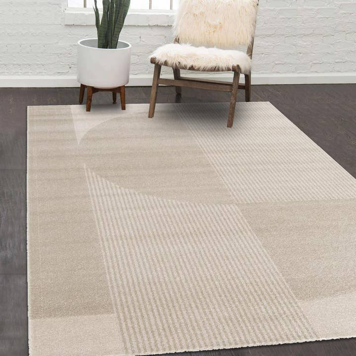 O&Ko – Großhandel Teppichunterlage – Wohnzimmerteppich Contuni, 120 x 170 cm, Beige1