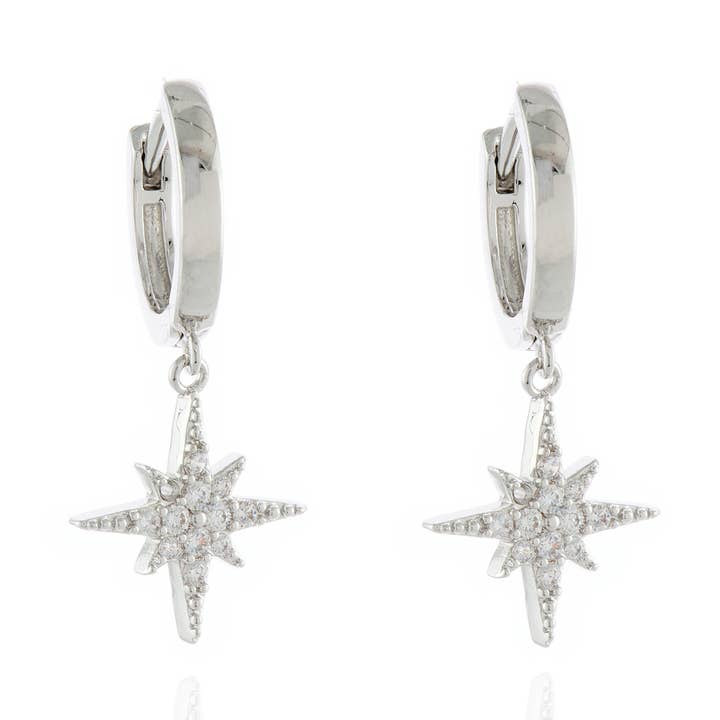 North Star Silver Huggie Hoops for wholesale by Cachet London
