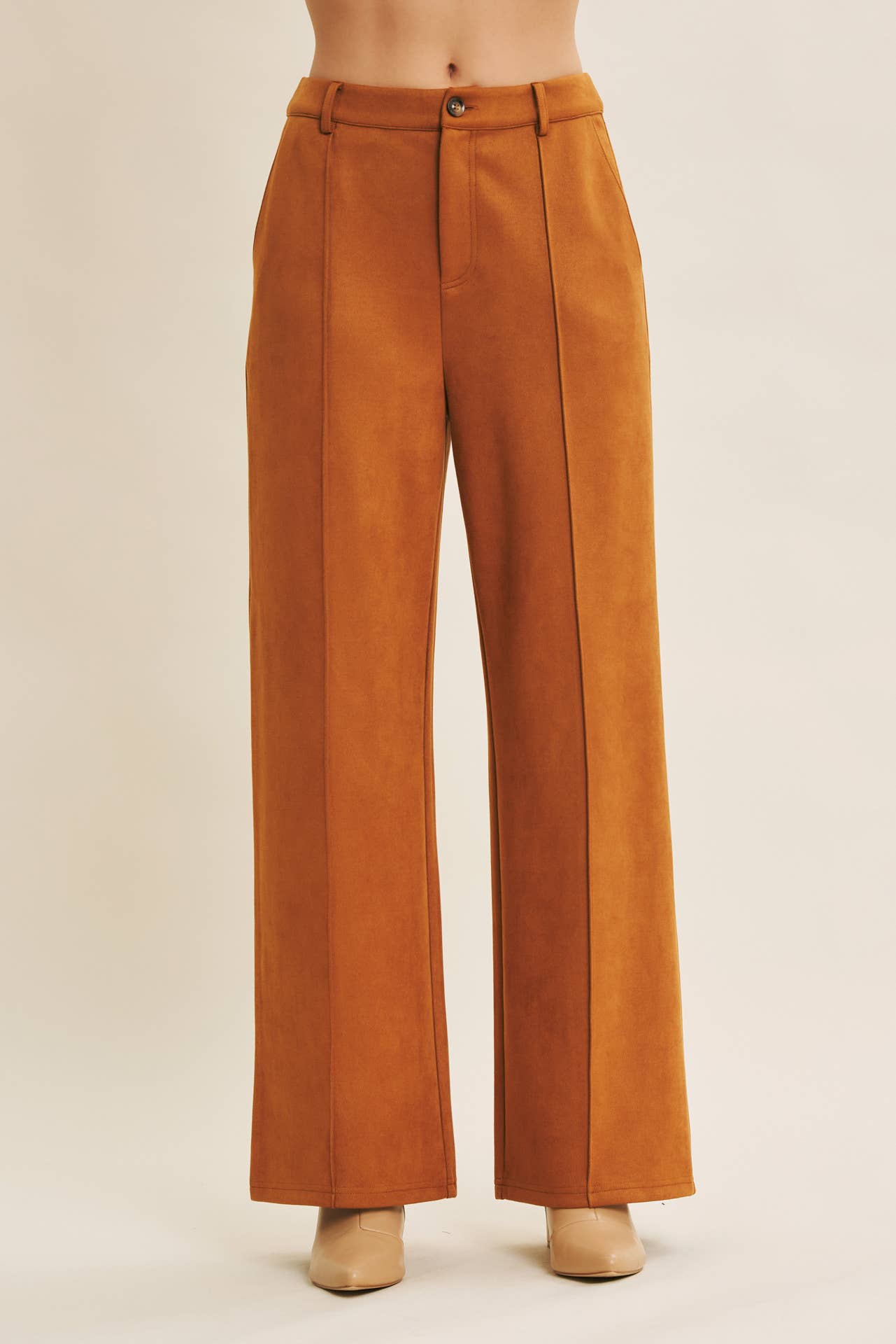 in february - Vente Pantalon – femme - PANTALON DROIT EN DAIM VÉGÉTALIEN AVEC PINCE0