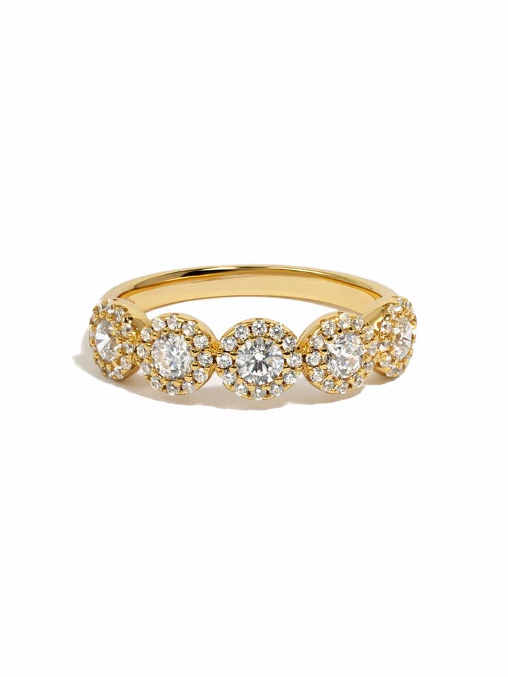 5 Stone Halo Ring for wholesale by Sami Jewels