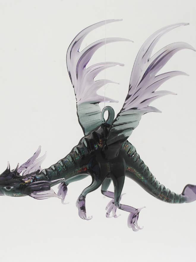 36-990D Dragon Inari - Purple / Gray / Rainbow Dichro for wholesale by WGK Glass Art Inc