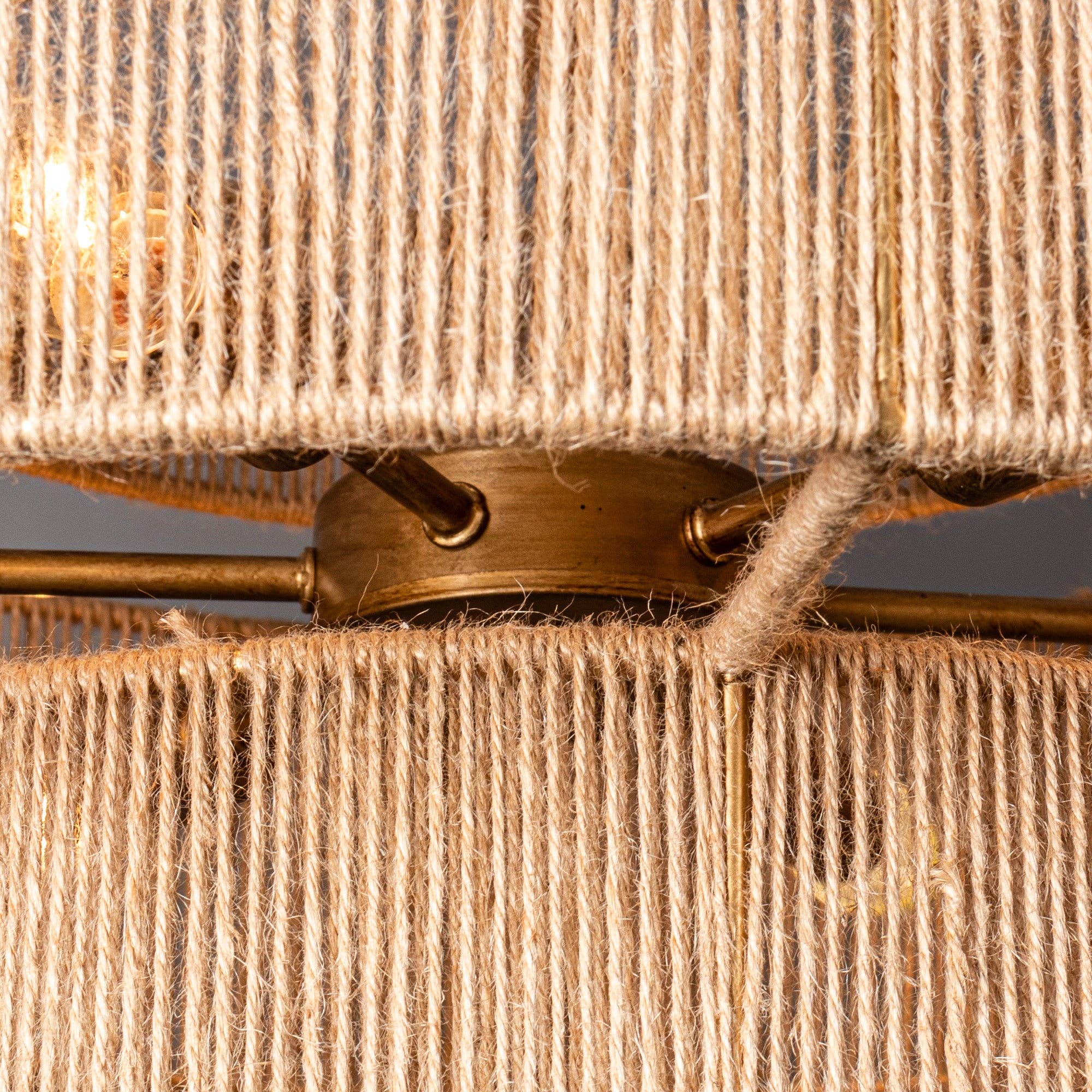 Brio Lighting - Wholesale Chandelier/Hanging Light - Farmhouse Chandelier 24" Gold Metal + Jute 2-Tiered 6-Light10