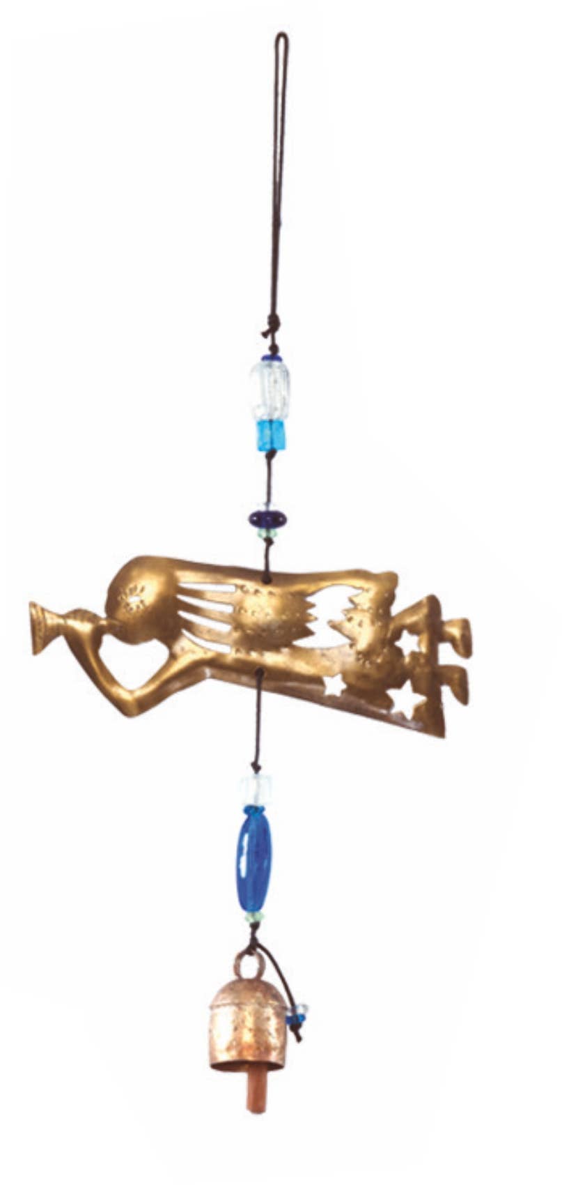 Moksha Imports - Vendita all'ingrosso Campanelle a vento - Un singolo angelo che suona il corno/perline e campana/min.2