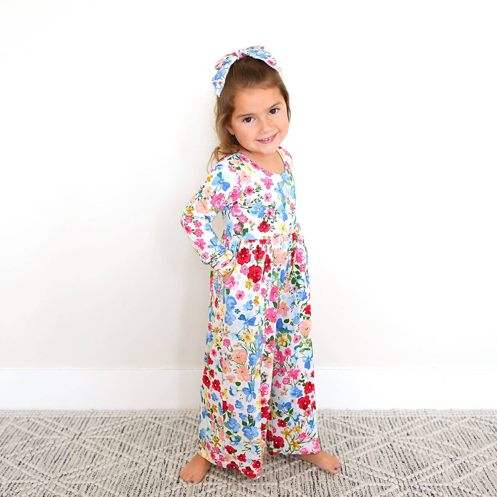 Gigi and Max - Wholesale Jumpsuit - Baby - Kaylee WIDE LEG ROMPER Bamboo Floral Kids Clothing Outfit5