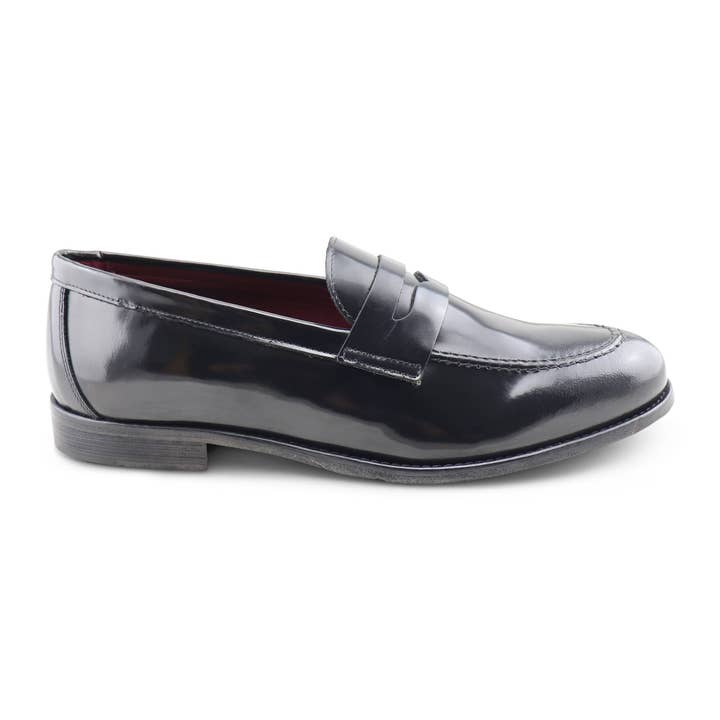 Black brushed leather loafers for wholesale by Otisopse