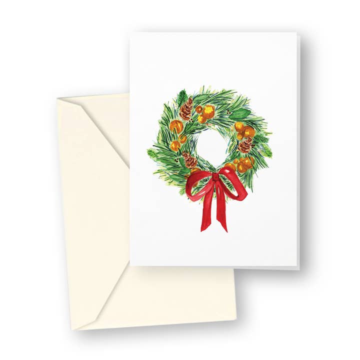 Tarjetas con forma de corona navideña, paquete de 4 para venta al por mayor de French Graffiti