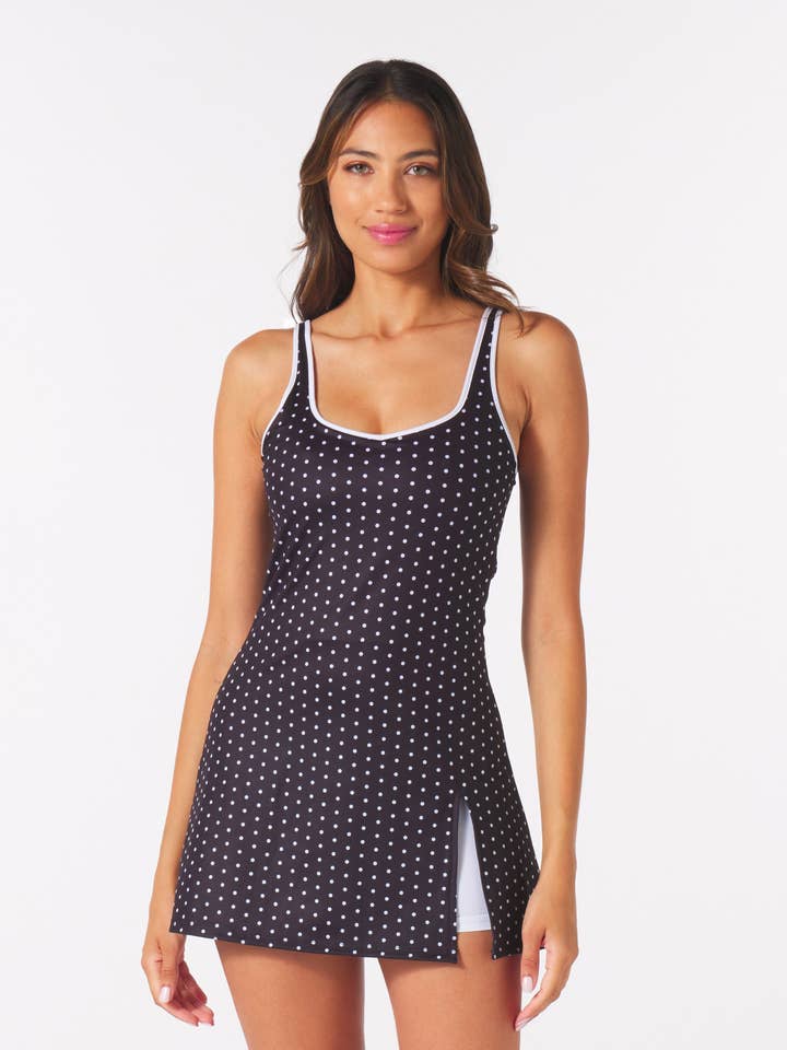 Skulpturklänning: Svart/Vit Polka Dot för wholesale av Glyder