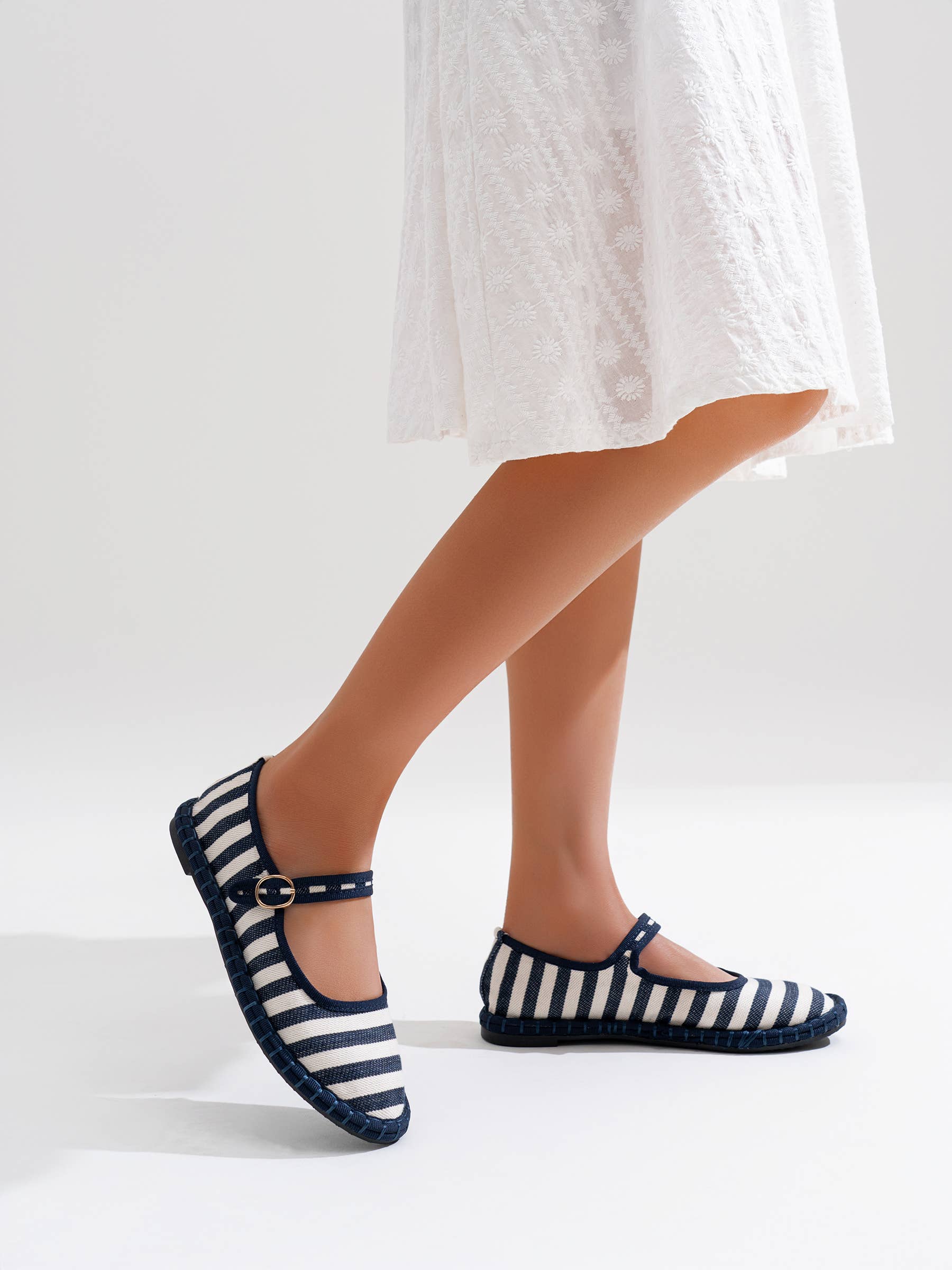 CEREZA – Engroshandel Flade sko - Dame – Kvinder Lærred Mary Jane Flade Sko5